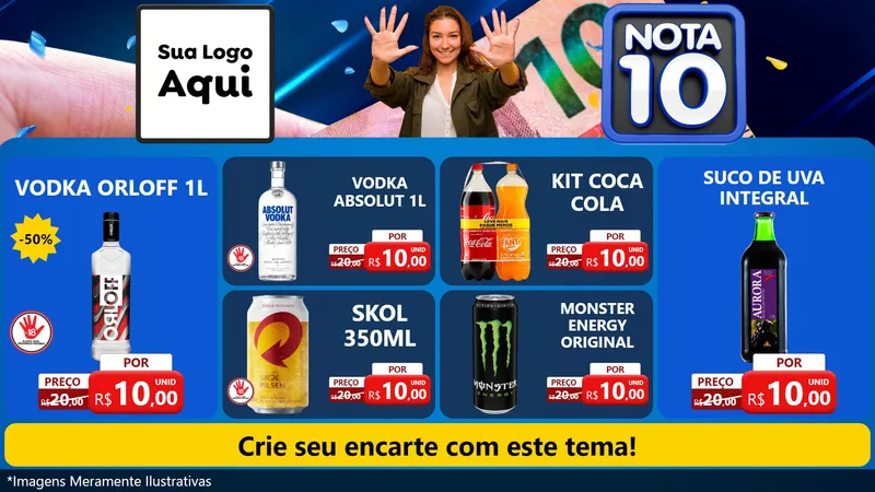 Modelo de TV para TV Horizontal com o tema Nota 10 para Distribuidora de bebidas