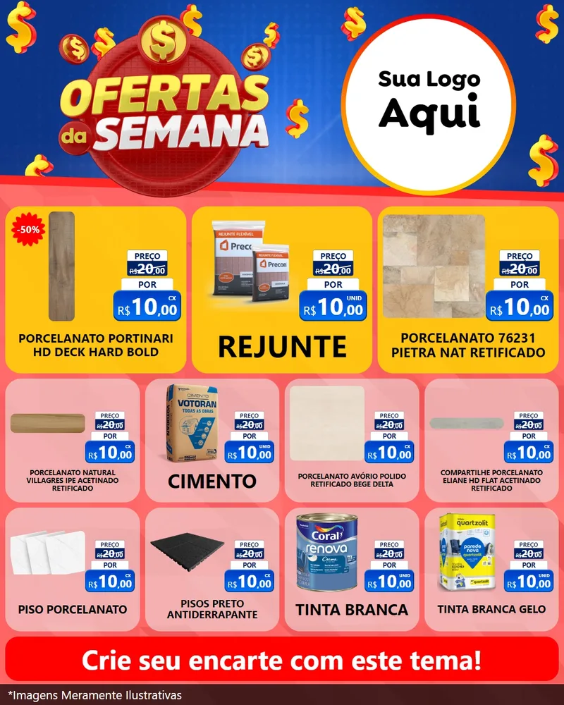 Modelo de Rede Social para Feed Instagram com o tema Ofertas Da Semana para Pisos e revestimentos
