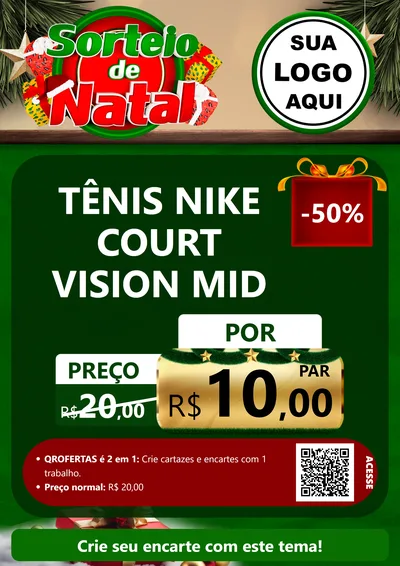 Modelo de Cartaz para Cartaz A4 Vertical com o tema Sorteio de Natal para Calçados