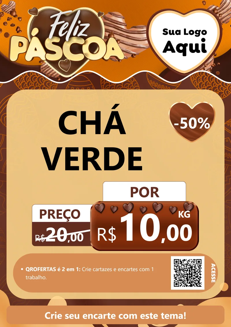 Modelo de Cartaz para Cartaz A4 Vertical com o tema Feliz Páscoa para Produtos Naturais
