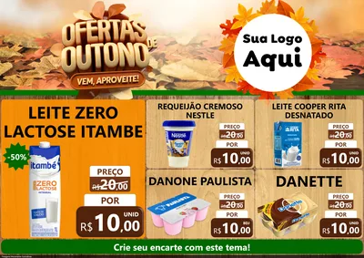 Modelo de Encarte para Encarte A4 Horizontal com o tema Ofertas de Outono - Vem, Aproveite! para Frios e Laticínios