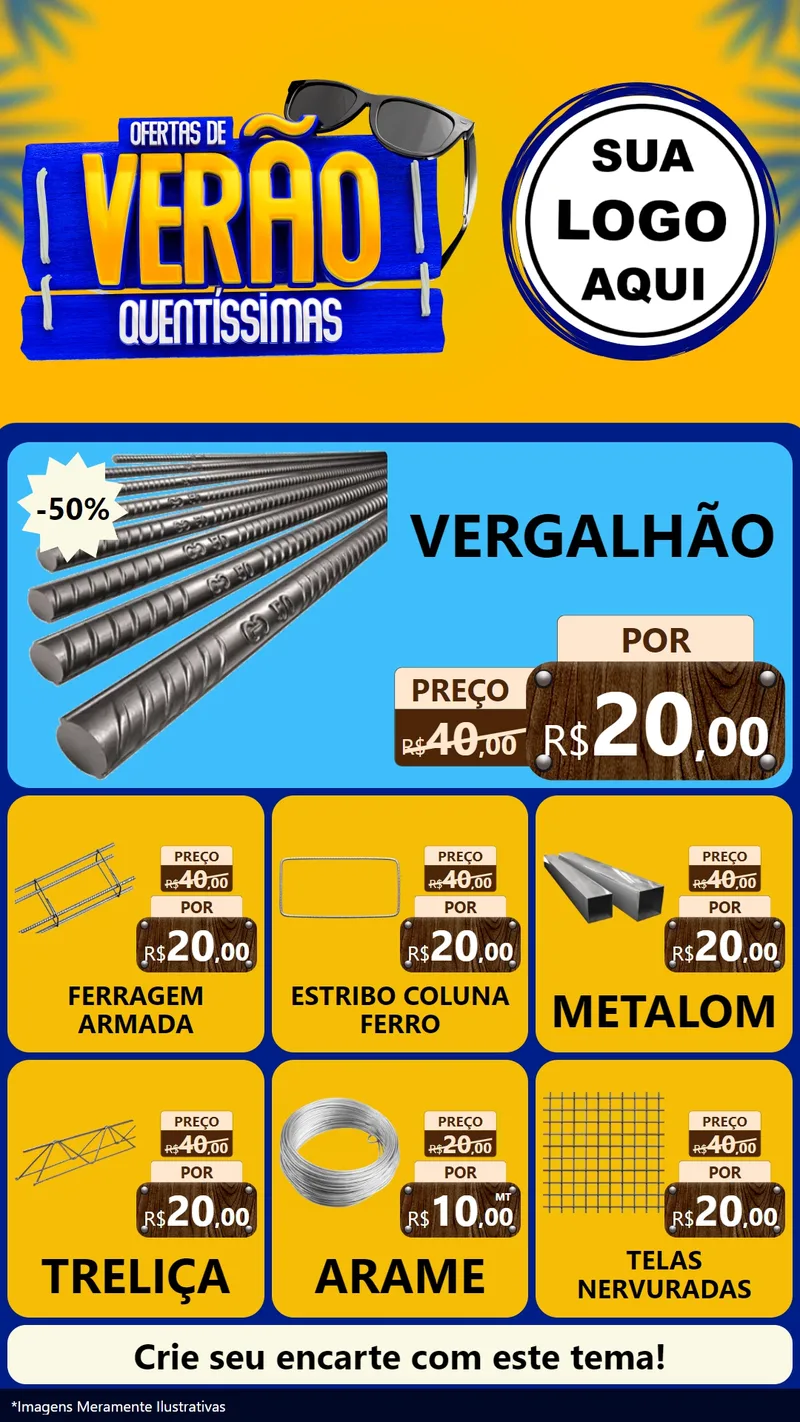 Modelo de Rede Social para Stories com o tema Ofertas de Verão Quentíssimas para Ferragens