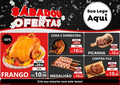 Modelo de Encarte para Encarte A4 Horizontal com o tema Sabadou de Ofertas para Assados