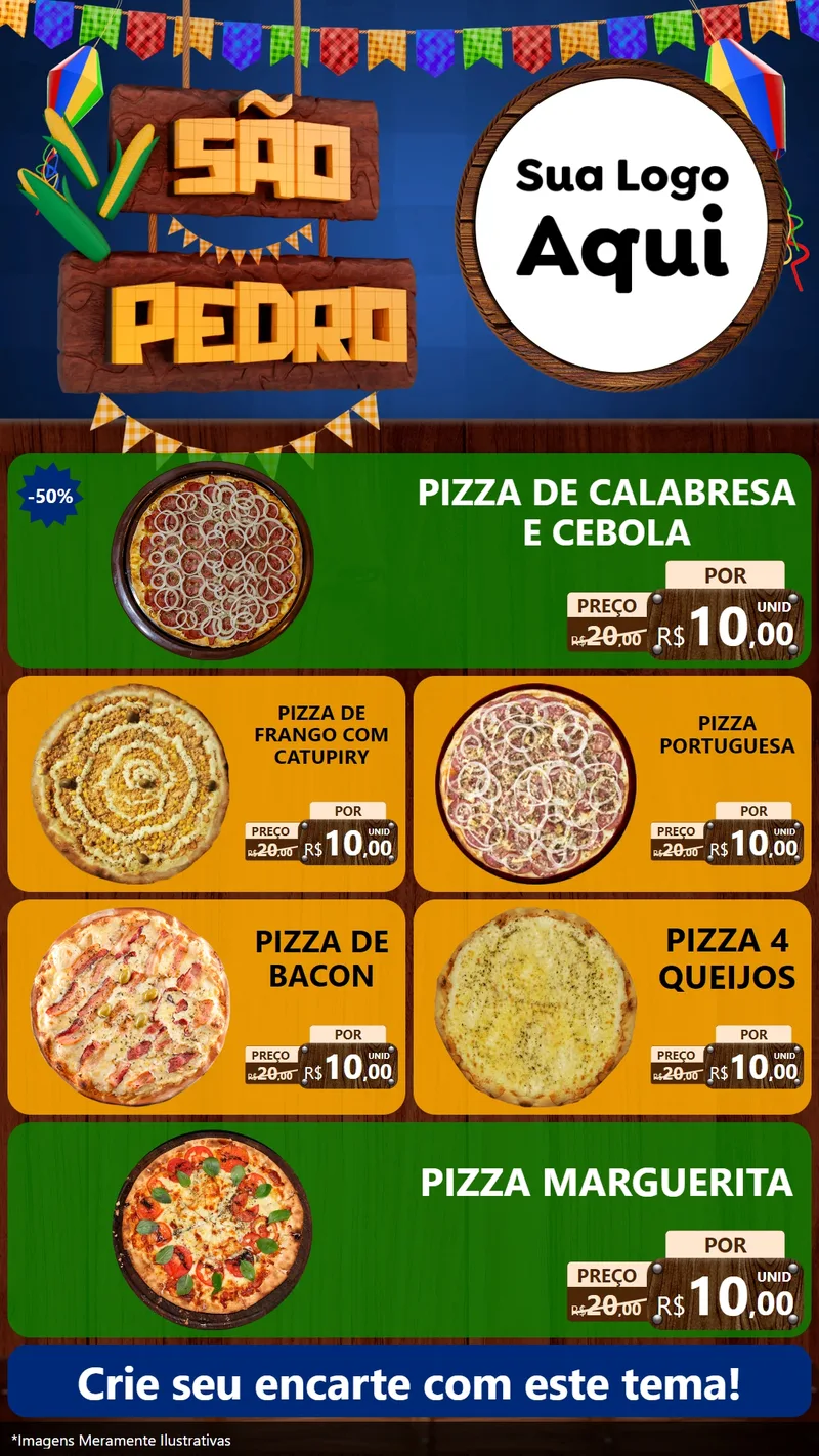 Modelo de TV para TV Vertical com o tema São Pedro para Pizzaria