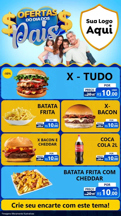 Modelo de TV para TV Vertical com o tema Ofertas do Dia dos Pais para Hamburgueria
