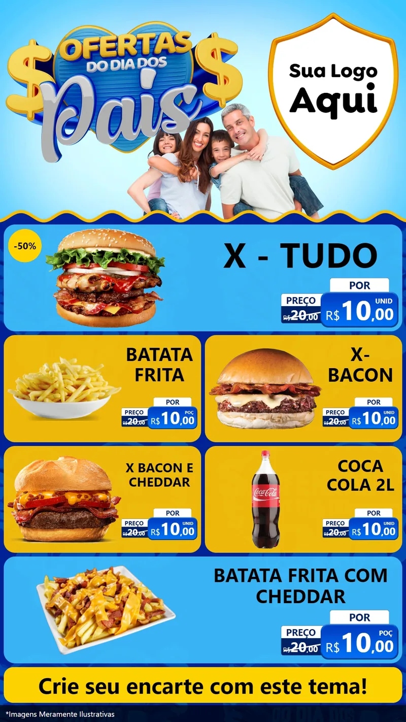 Modelo de TV para TV Vertical com o tema Ofertas do Dia dos Pais para Hamburgueria
