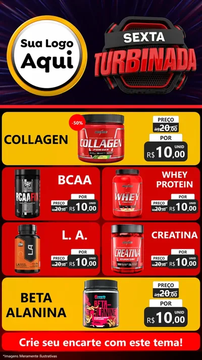Modelo de TV para TV Vertical com o tema Sexta Turbinada para Suplementos alimentares