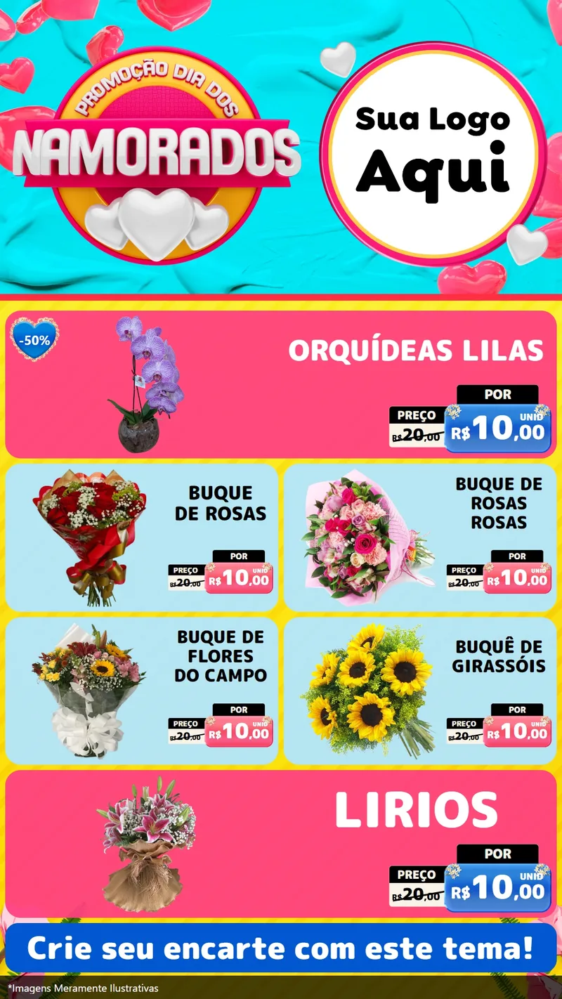 Modelo de TV para TV Vertical com o tema Promoção Dia dos Namorados para Floricultura e jardim