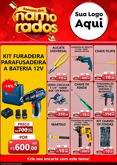Modelo de Encarte para Encarte A4 Vertical com o tema Semana dos namorados para Maquinas e Ferramentas