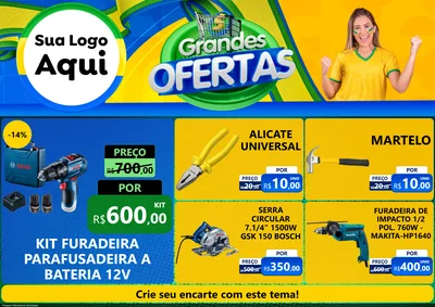 Modelo de Encarte para Encarte A4 Horizontal com o tema Grandes Ofertas para Maquinas e Ferramentas
