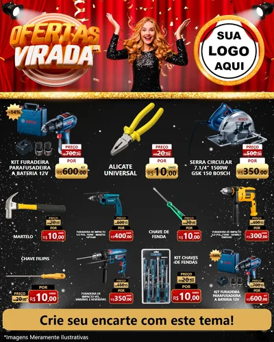 Modelo de Rede Social para Feed Instagram com o tema Ofertas da Virada para Maquinas e Ferramentas