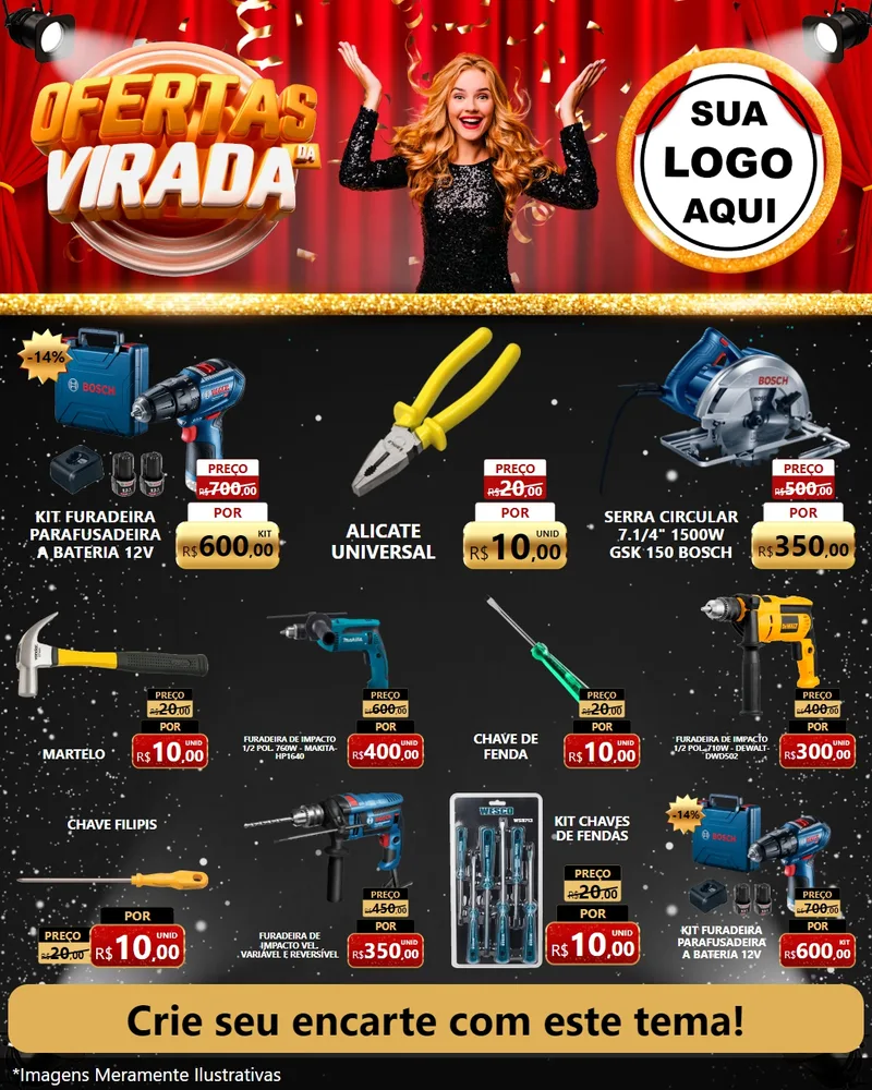 Modelo de Rede Social para Feed Instagram com o tema Ofertas da Virada para Maquinas e Ferramentas
