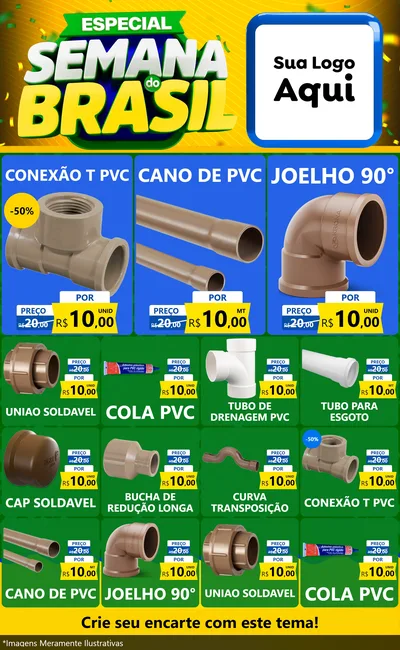 Modelo de Encarte para Encarte Grande com o tema Especial Semana do Brasil para Tubos e conexões
