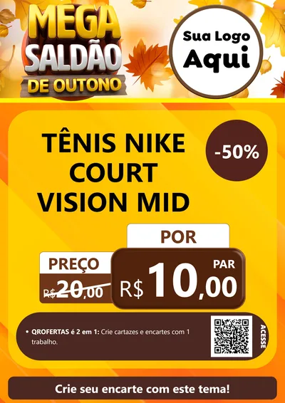 Modelo de Cartaz para Cartaz A4 Vertical com o tema Mega Saldão de Outono para Calçados