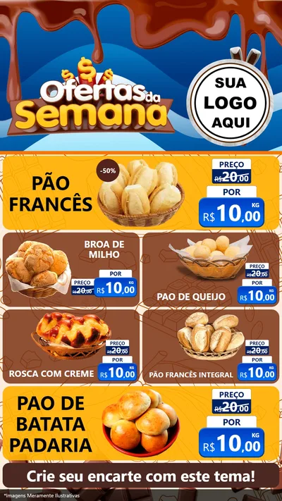 Modelo de TV para TV Vertical com o tema Ofertas da Semana - Páscoa para Padaria