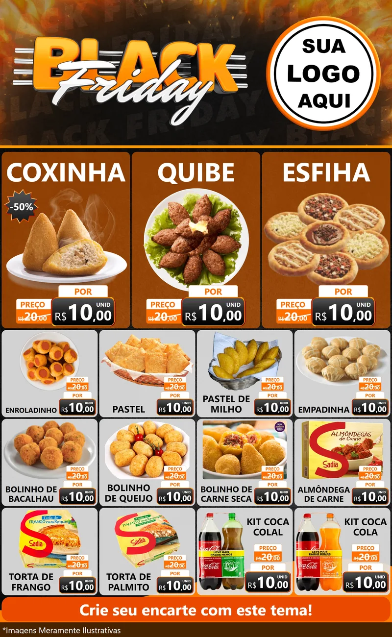 Modelo de Encarte para Encarte Grande com o tema Black Friday para Salgadaria