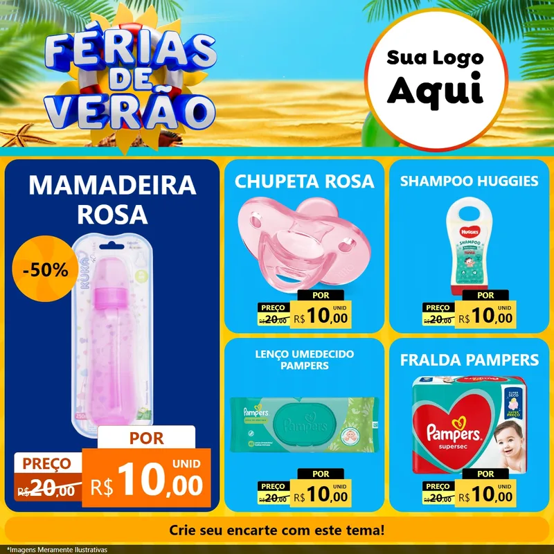 Modelo de Rede Social para Feed Facebook com o tema Férias de Verão para Bebês