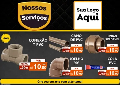 Modelo de Encarte para Encarte A4 Horizontal com o tema Nossos Serviços para Tubos e conexões