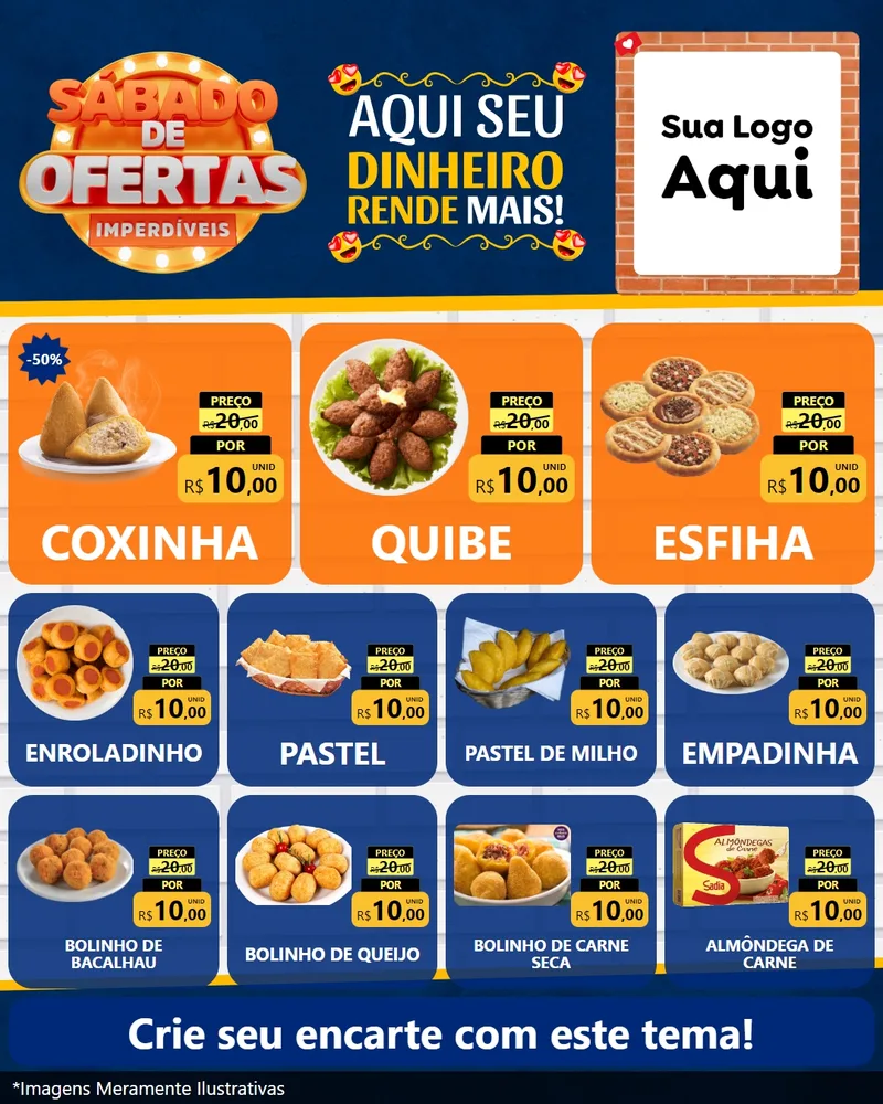 Modelo de Rede Social para Feed Instagram com o tema Sábado de Ofertas Imperdíveis para Salgadaria