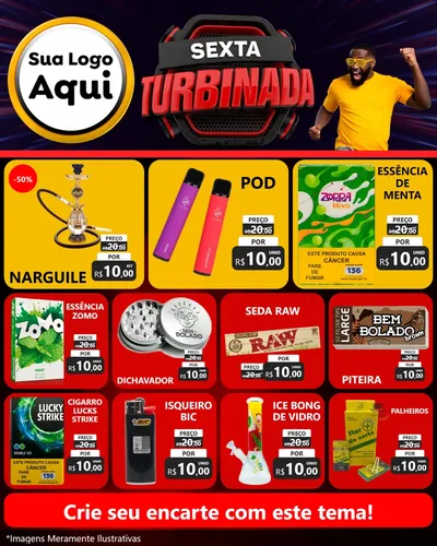 Modelo de Rede Social para Feed Instagram com o tema Sexta Turbinada para Tabacaria