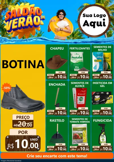 Modelo de Encarte para Encarte A4 Vertical com o tema Saldão de Verão para Agropecuária