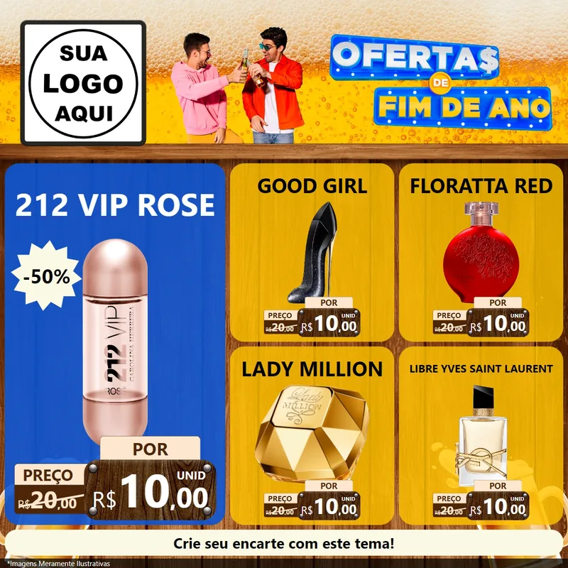 Modelo de Rede Social para Feed Facebook com o tema Ofertas de Fim de Ano para Perfumes