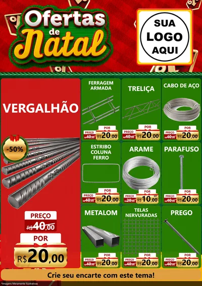 Modelo de Encarte para Encarte A4 Vertical com o tema Ofertas de Natal para Ferragens
