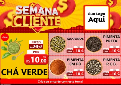 Modelo de Encarte para Encarte A4 Horizontal com o tema Semana do Cliente para Produtos Naturais