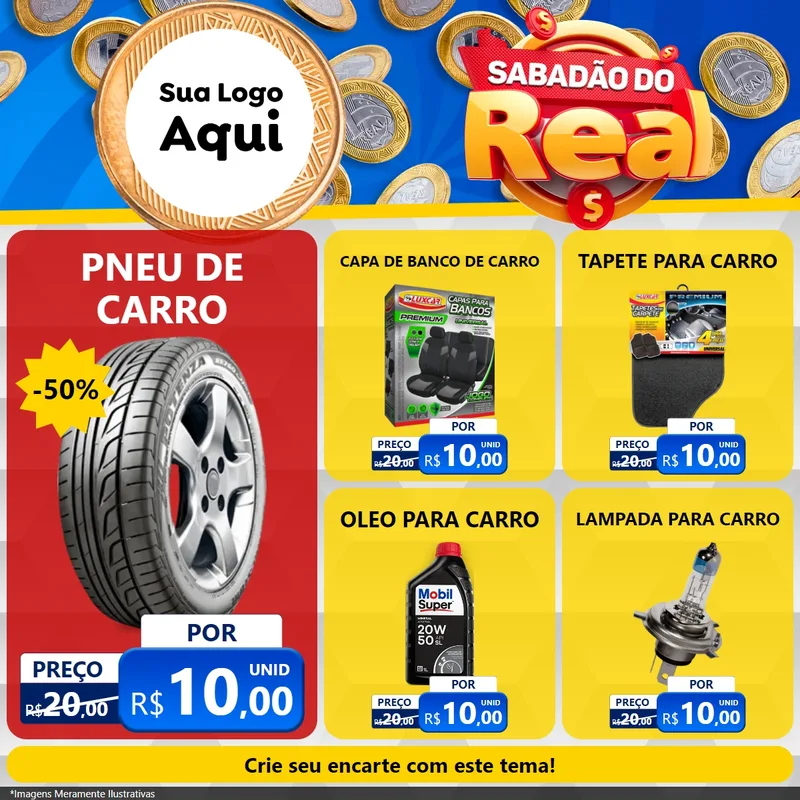 Modelo de Rede Social para Feed Facebook com o tema Sabadão do Real para Auto peças