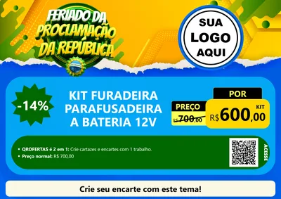 Modelo de Cartaz para Cartaz A4 Horizontal com o tema Feriado da Proclamação da República para Maquinas e Ferramentas