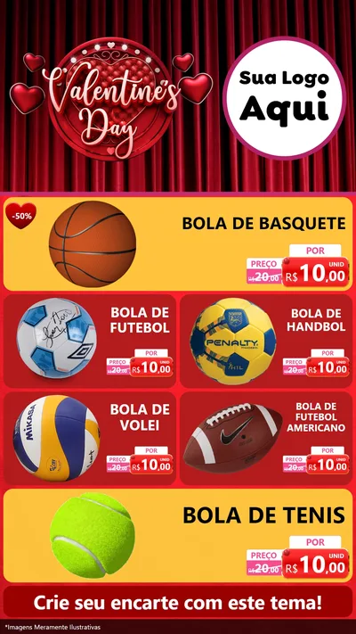 Modelo de TV para TV Vertical com o tema Valentine's Day para Artigos Esportivos