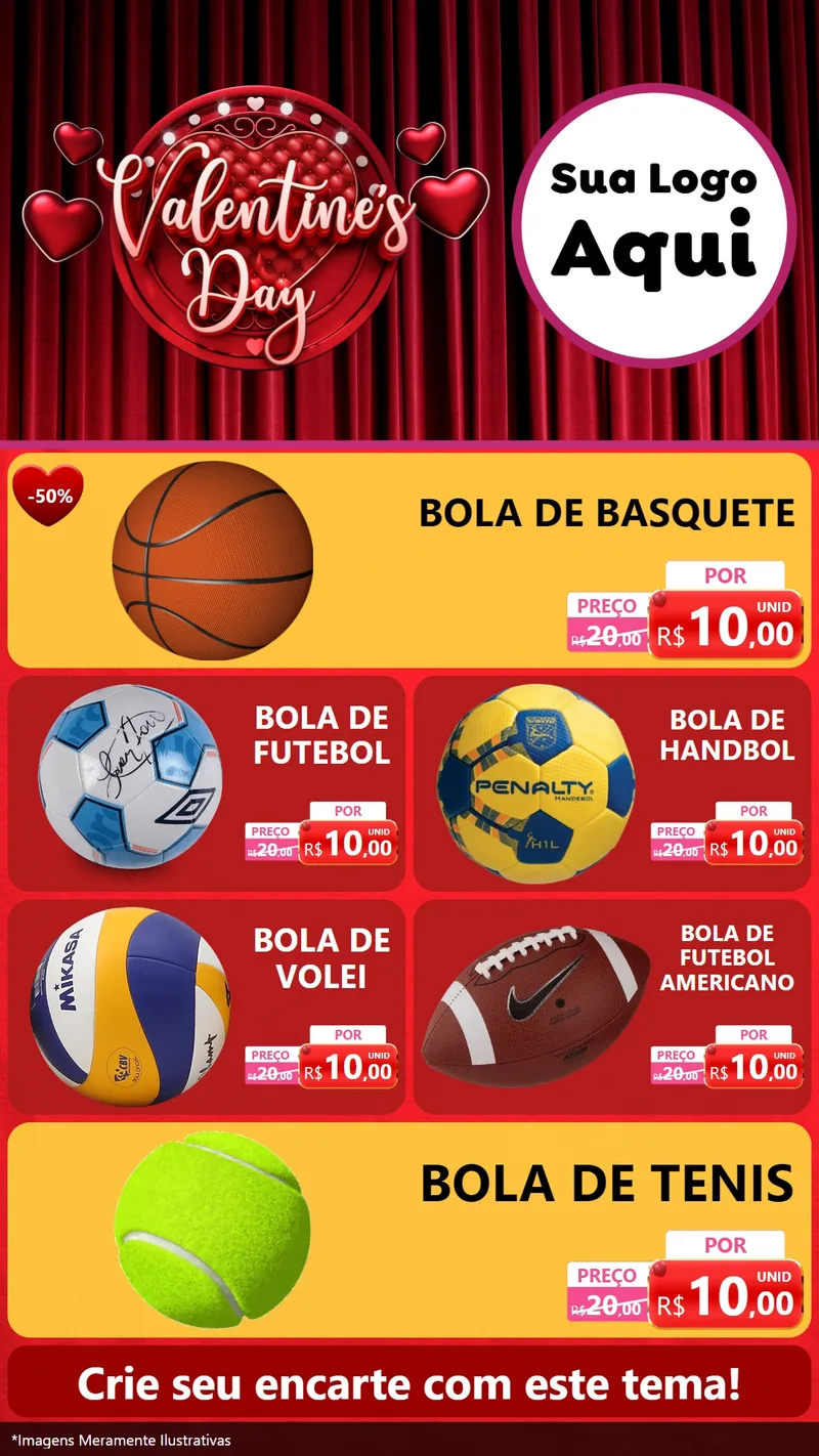 Modelo de TV para TV Vertical com o tema Valentine's Day para Artigos Esportivos