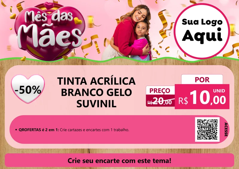 Modelo de Cartaz para Cartaz A4 Horizontal com o tema Mês das Mães para Tintas e Ferramentas
