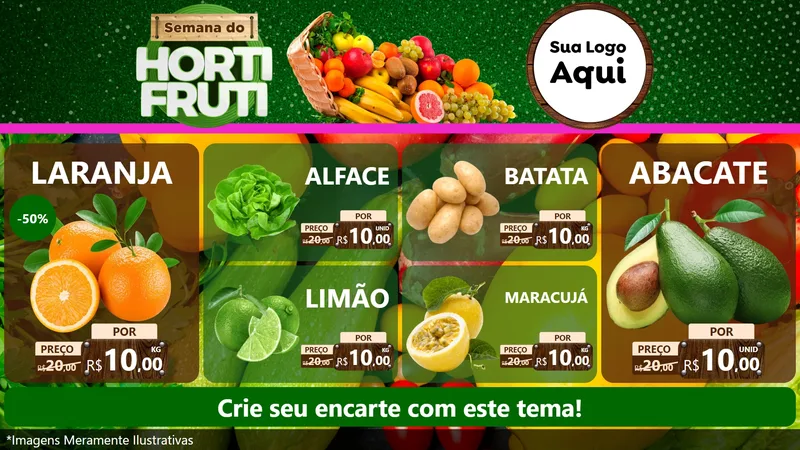Modelo de TV para TV Horizontal com o tema Semana do Hortifrúti para Hortifrúti