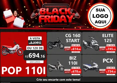 Modelo de Encarte para Encarte A4 Horizontal com o tema Black Friday para Concessionaria de Motos
