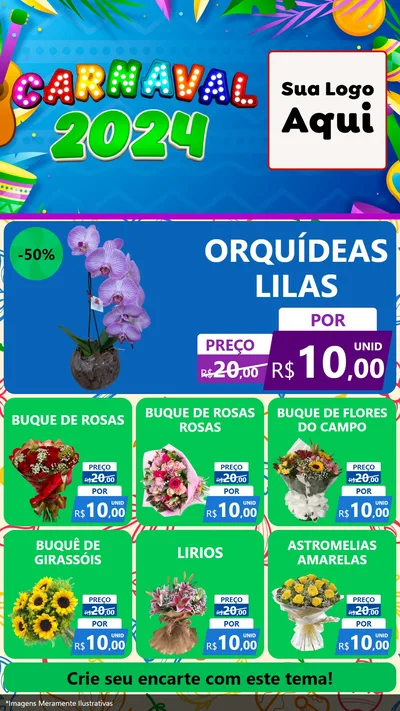 Modelo de Rede Social para Stories com o tema Carnaval 2027 para Floricultura e jardim