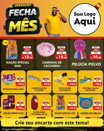 Modelo de Rede Social para Feed Instagram com o tema Operação Fecha Mês para Pet Shop