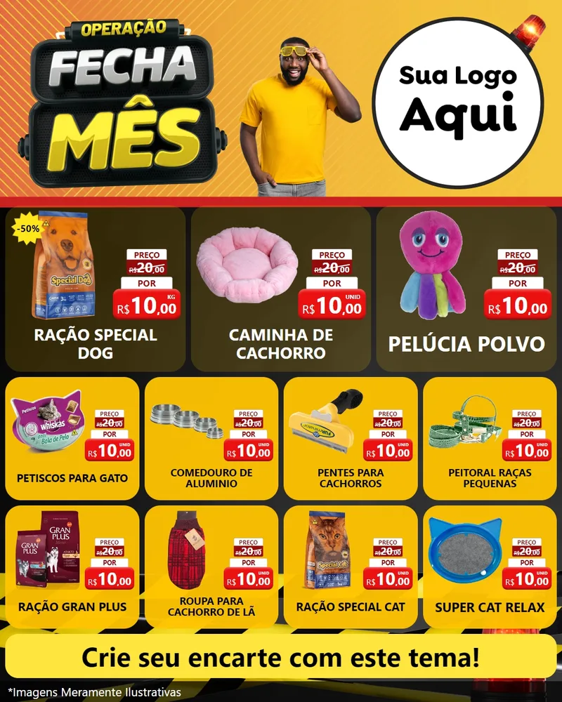 Modelo de Rede Social para Feed Instagram com o tema Operação Fecha Mês para Pet Shop