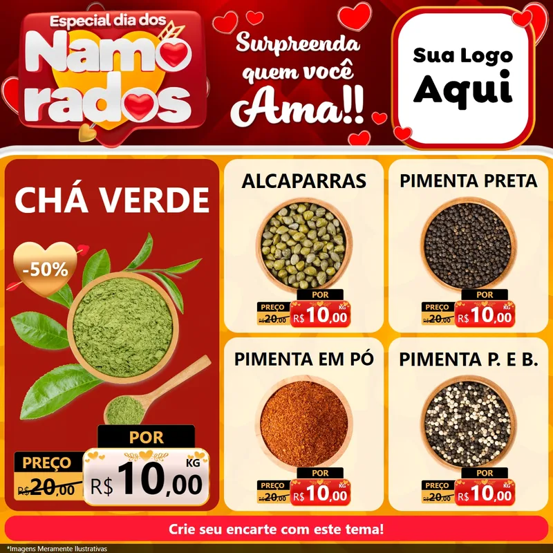 Modelo de Rede Social para Feed Facebook com o tema Especial Dia dos Namorados para Produtos Naturais