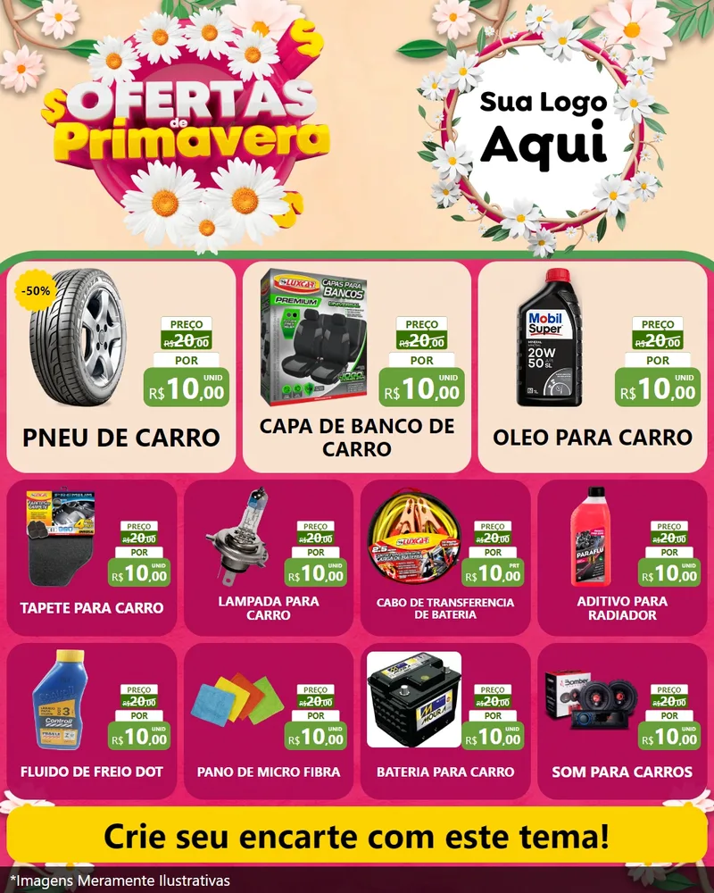 Modelo de Rede Social para Feed Instagram com o tema Ofertas de Primavera para Auto peças