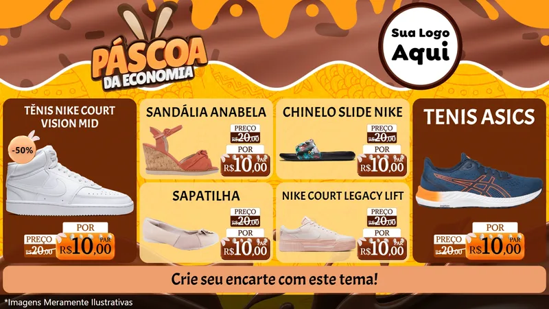 Modelo de TV para TV Horizontal com o tema Páscoa da Economia para Calçados