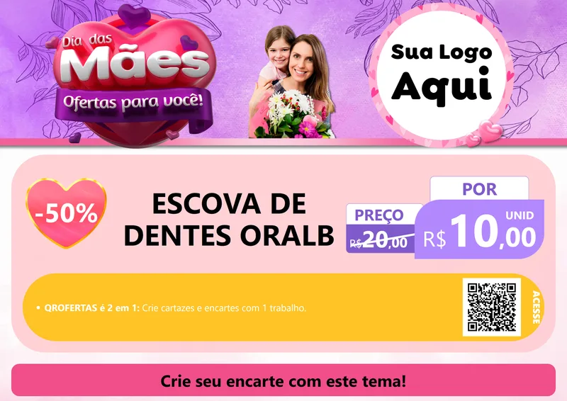 Modelo de Cartaz para Cartaz A4 Horizontal com o tema Dia das Mães Ofertas para Você! para Higiene Pessoal