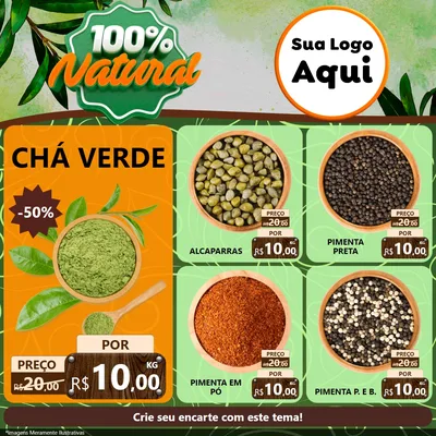 Modelo de Rede Social para Feed Facebook com o tema 100% Natural para Produtos Naturais