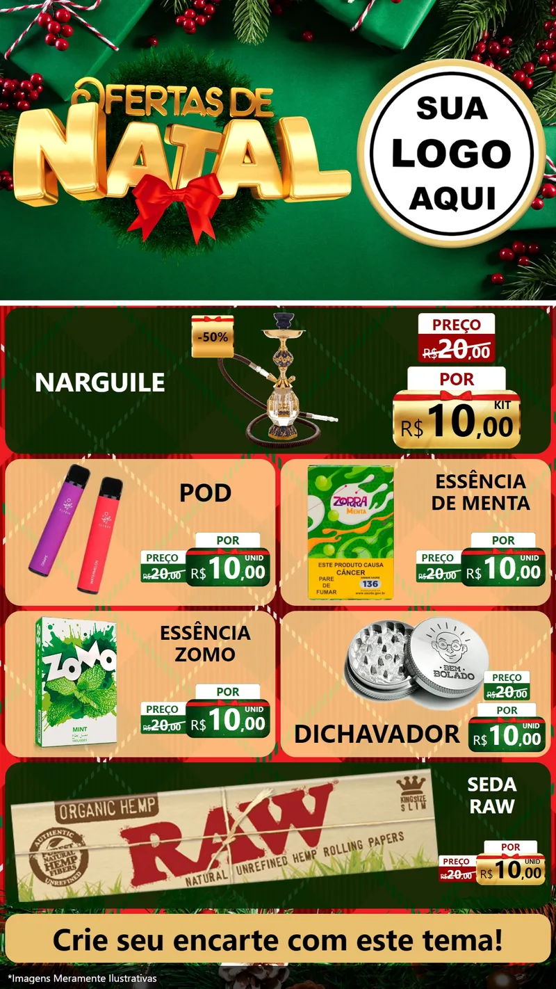 Modelo de TV para TV Vertical com o tema Ofertas de Natal para Tabacaria
