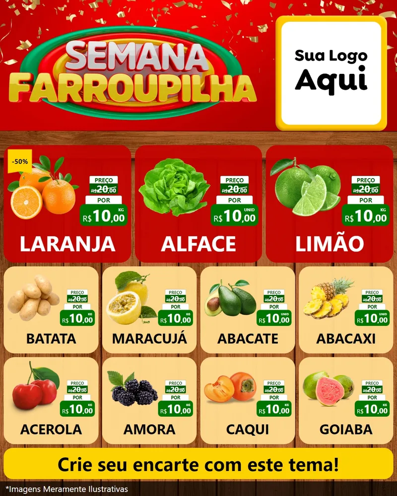 Modelo de Rede Social para Feed Instagram com o tema Semana Farroupilha para Hortifrúti