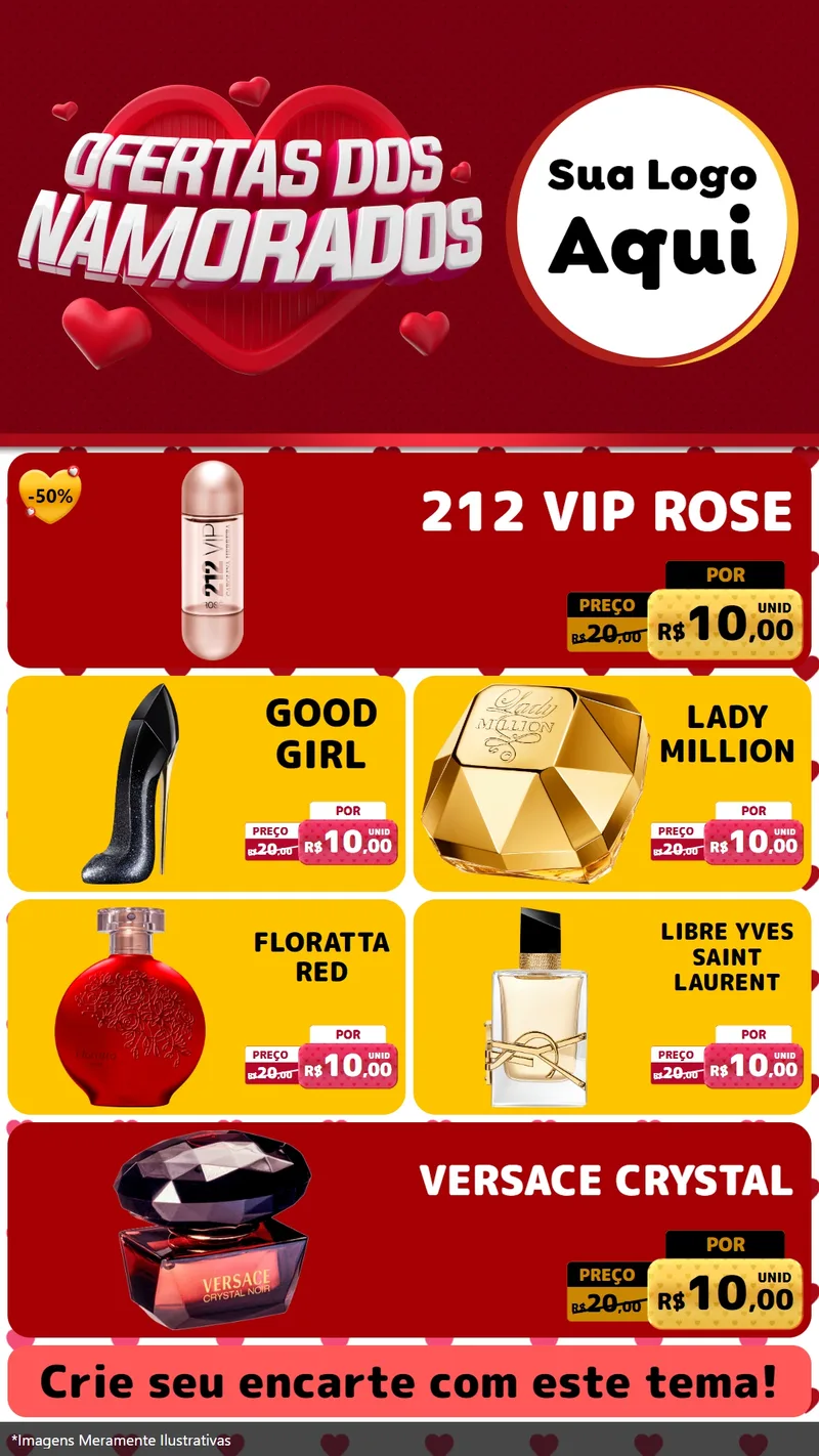 Modelo de TV para TV Vertical com o tema Ofertas Dos Namorados para Perfumes