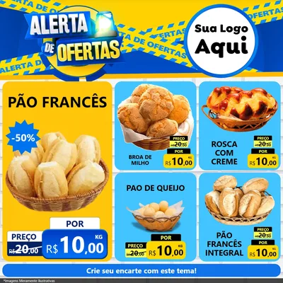 Modelo de Rede Social para Feed Facebook com o tema Alerta de Ofertas para Padaria
