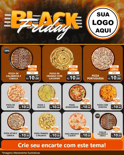 Modelo de Rede Social para Feed Instagram com o tema Black Friday para Pizzaria