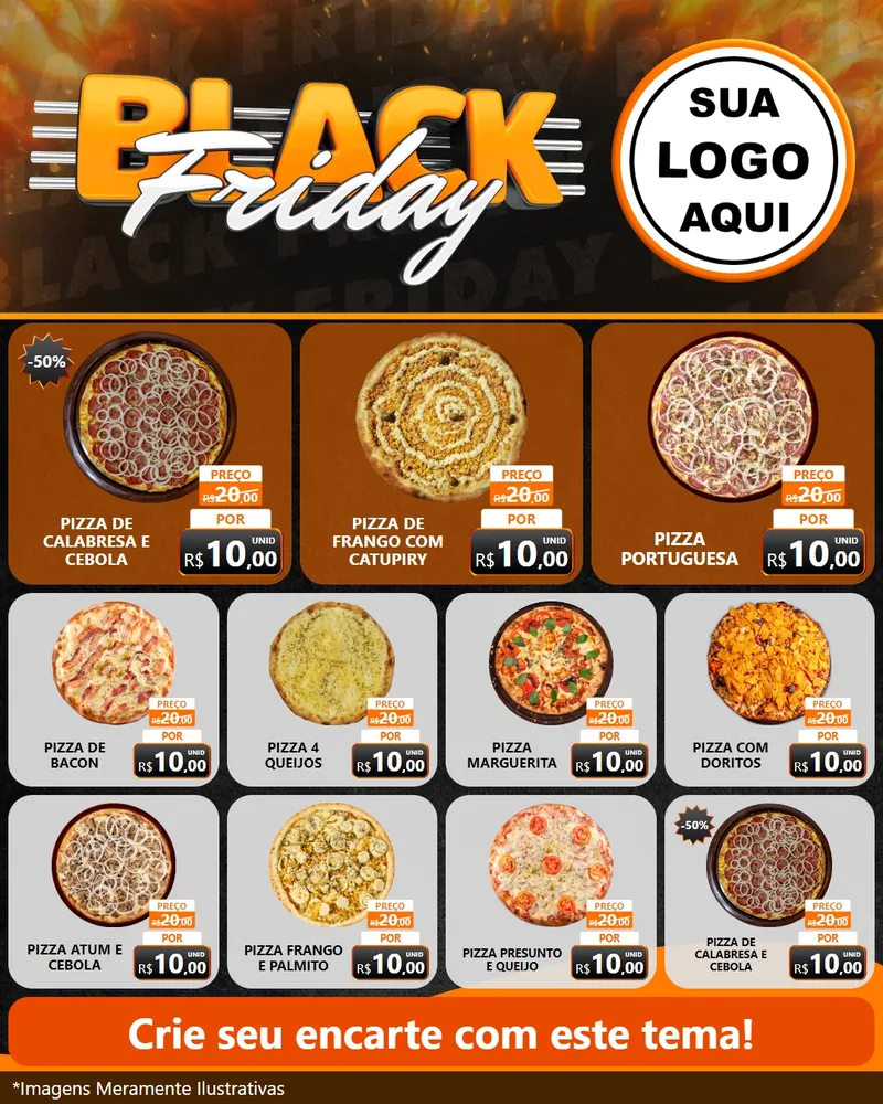 Modelo de Rede Social para Feed Instagram com o tema Black Friday para Pizzaria