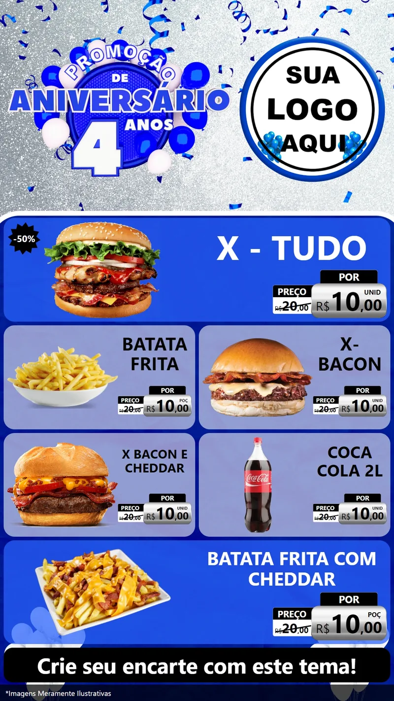 Modelo de TV para TV Vertical com o tema Promoção de Aniversário - 4 Anos para Hamburgueria